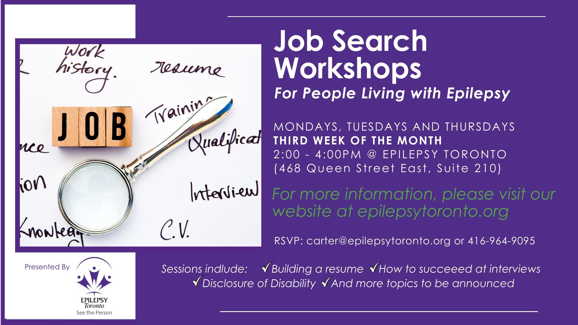 Job Search workshops for people with Epilepsy