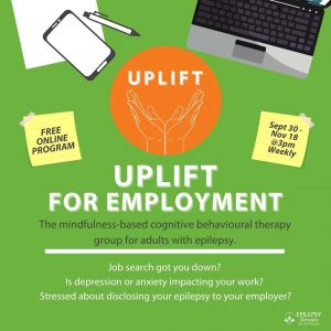 UPLIFT logo with two hands together and open, a laptop, paper, pen and mobile.