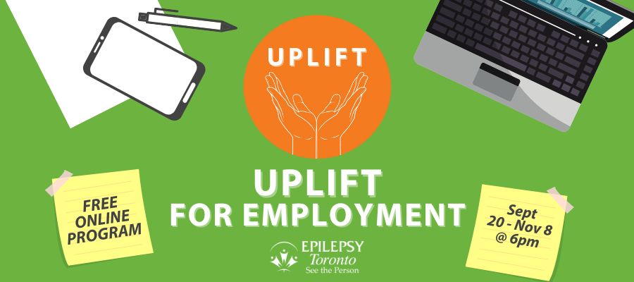 Text: Uplift for Employment. Images of a laptop, mobile phone, pen and notepad.