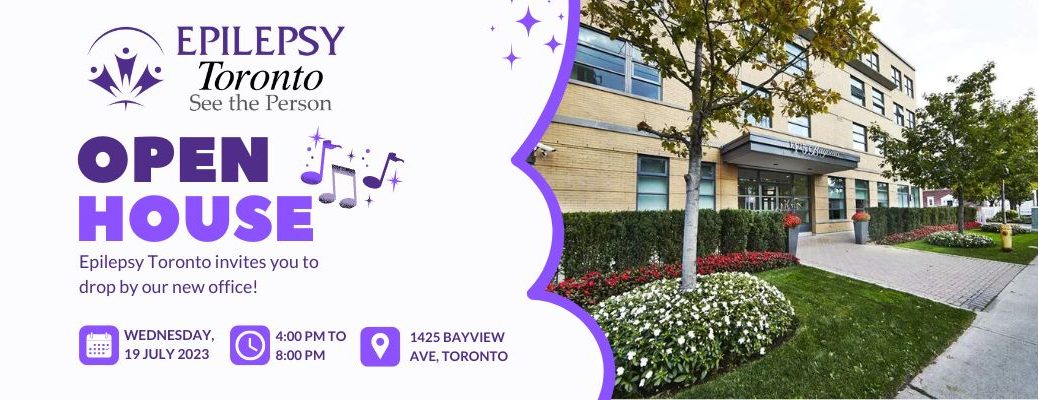 Text: Epilepsy Toronto Open House. Image of 1425 Bayview Avenue.