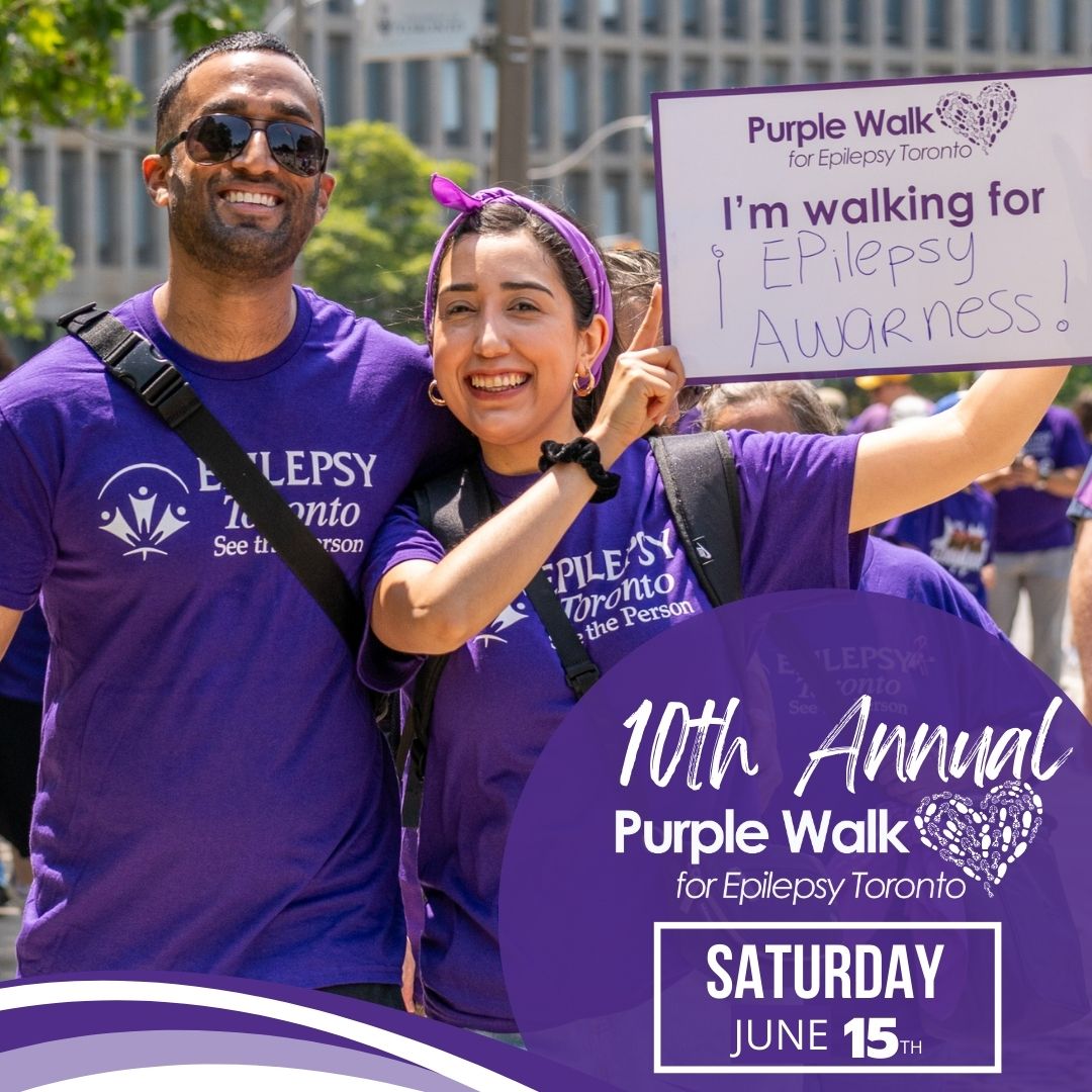Two people in purple, Purple Walk for Epilepsy, Creating Awareness.