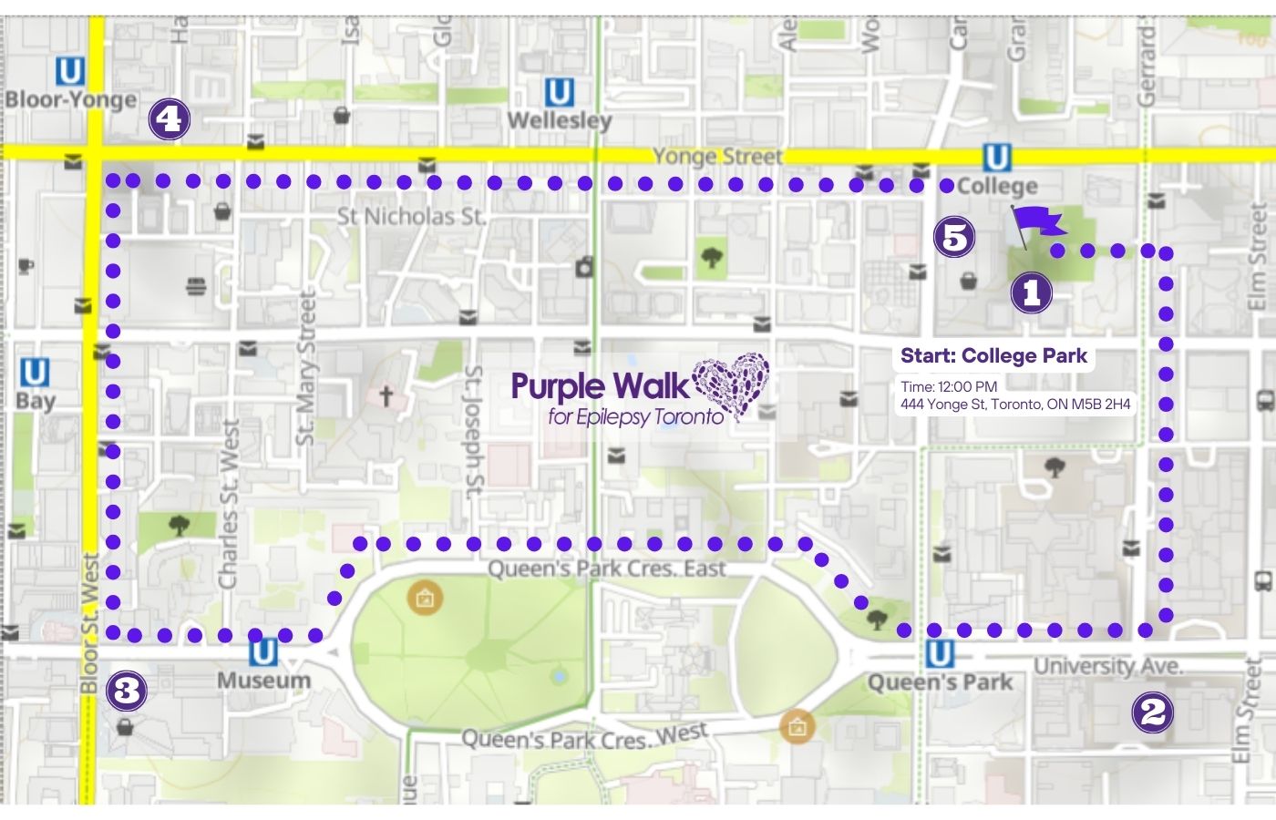 Purple Walk Route, Walk for Epilepsy, Epilepsy Awareness.